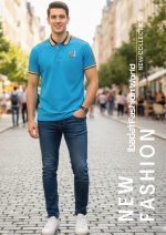 Polo with Contrast Beige Collar and Embroidered Logo - Image 2