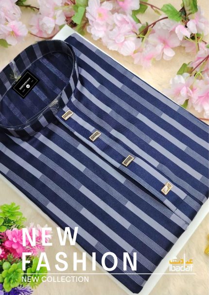 Premium Sophistication Royal Navy and Sky Blue Striped Shirt