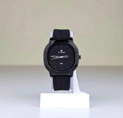 Titan Edge All Black Silicone Strap Watch